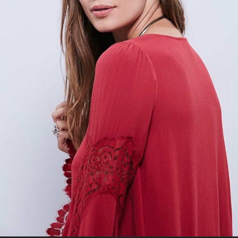 For Love & Lemons Red Bell Sleeve Dress - Picture 3 of 5